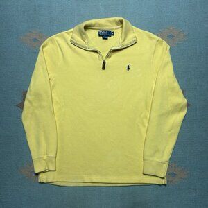 Vintage polo Ralph Lauren 1/4 zip polo shirt sweater soft cotton yellow medium